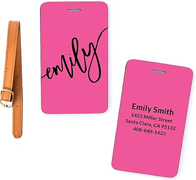 pink luggage tags