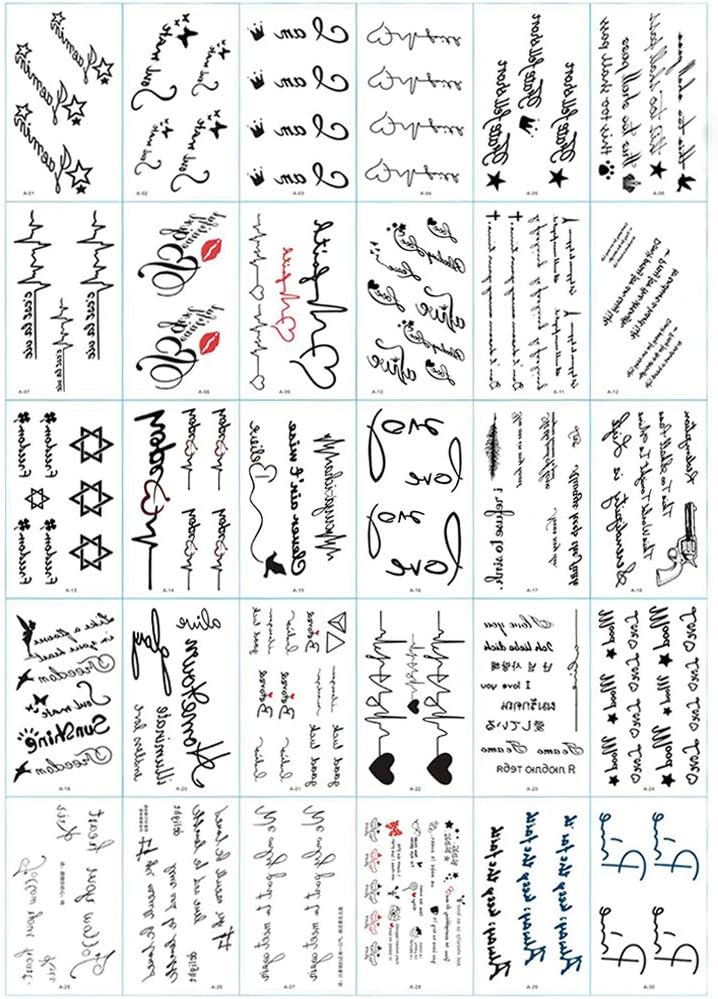Yesallwas 30 Sheets Small Unisex Waterproof Long Lasting Temporary Tattoos Kids
