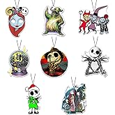 Babymiu Horror Christmas Skull Car Air Freshener Card Pendant(8Pack Fresh Ice Scent) Gifts Cartoon Halloween Merch Party Supplies Room Decor Accessories for Hanging Rearview Car Interior