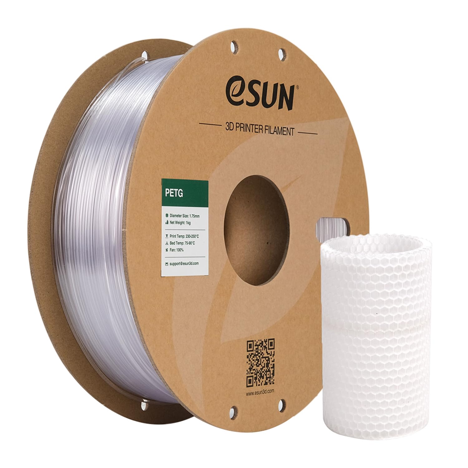 eSUN PETG Filament 1.75mm, 3D Printer Filament PETG, Dimensional Accuracy +/- 0.05mm, 1KG Spool (2.2 LBS) 3D Printing Filament for 3D Printers, Natural