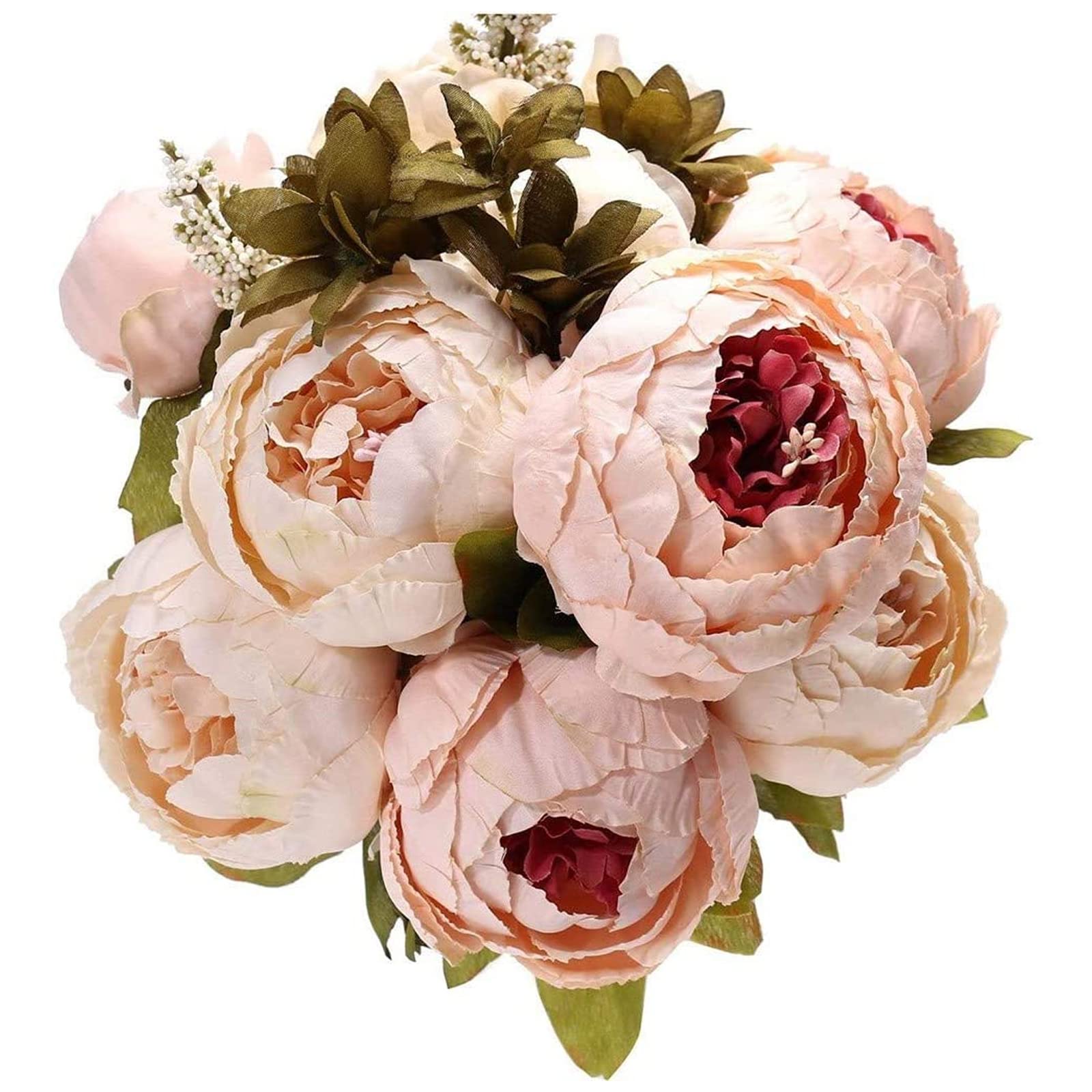 DWE Artificial Peony Flowers, 13 Heads Silk Peony Plastic Fake Flowers Bridal Bouquet for Christmas Wedding Party Home Ddecoration (C Pink)