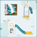 AIYAPLAY Kids Slide 5-in-1 Toddler Playset Basketball Hoop Climber Telescope view 7