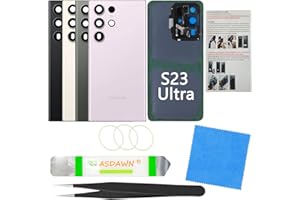 ASDAWN Galaxy S23 Ultra Back Glass Cover Housing Door Replacement w/All The Adhesive+Pre-Installed Camera Lens+Installation Manual+Tools for Samsung Galaxy S23 Ultra 5G SM-S918 All Carriers (Lavender)