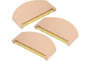 VALICLUD 3pcs Manual Wool Sweater Comb with Wood Handle, Gold Brass Fabric Pill Remover for Cashmere,