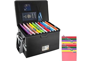 TIDYTECH Large Next of Kin Box Organizer with Smart Labels, Fireproof Foldable File Organizer with Combination Lock, 10 Hanging Files and 20 Category Labels for Label Documents(15.7"L×12.2"W×10.6"H)