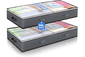 90L Under Bed Storage Containers Underbed Toy Organizers and Clothing Storage Bags Closet Storage Bins with Clear Window for 