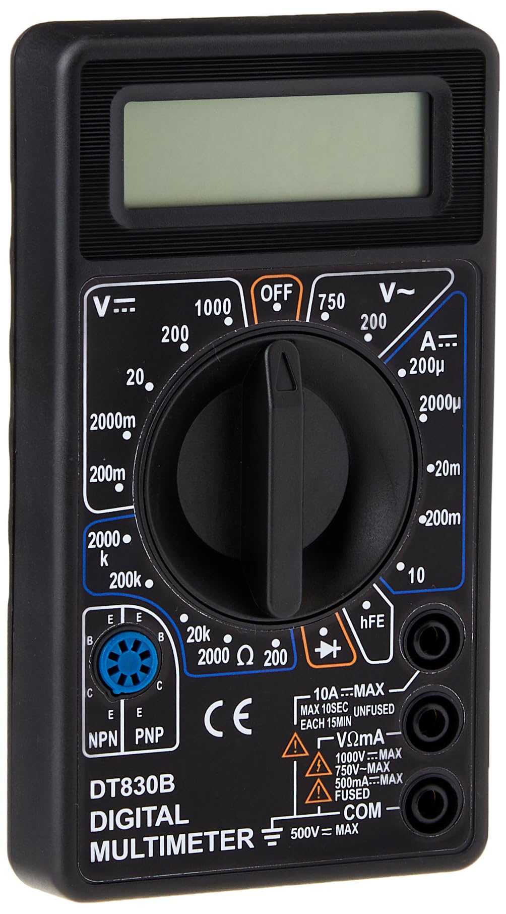 Simply DM01 Digital Multimeter DC and AC Voltage Display Standard Electrical Value Test Tool - Intuitive & Industry Standard Design - Covers 7 Functions & 19 Ranges