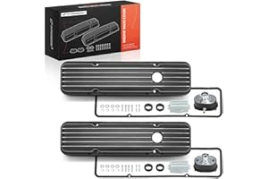 A-Premium Upgraded Aluminum Engine Valve Cover with Valve Cover Gasket and Breather Cap Compatible with Chevy 283-400 1958-19