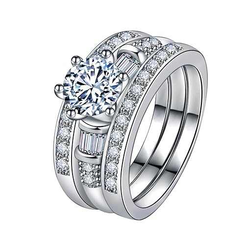 3PCS Moissanite Rings Engagement Rings Set 925 Sterling Silver