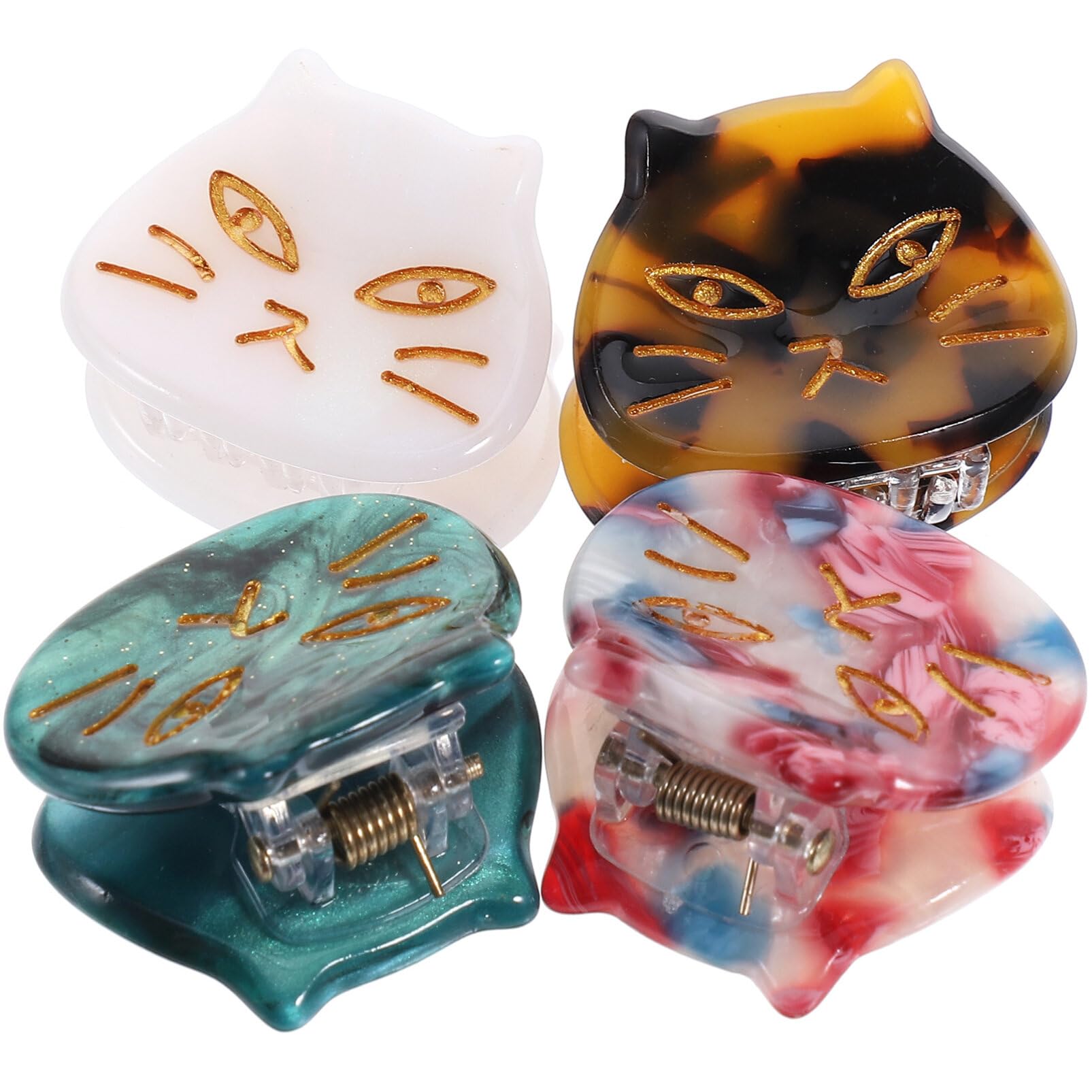 Beavorty Cute Cat Hair Clips for Girls 4Pcs Assorted Color Small Hairpin Accessories Decorative Barrettes for Parties and Everyday Use