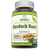 Herbal Secrets Burdock Root Supplement | 425 Mg Per Serving | 120 Veggie Capsules | Non-GMO | Gluten Free | Made in USA
