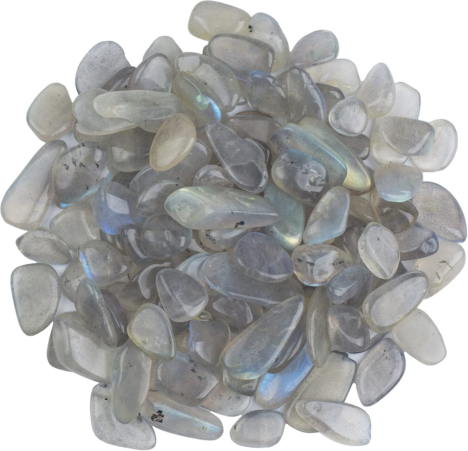 Indoor Fountains & Accessories - ZenQ Crystal Chips, 1/2 Pound Tumbled Crystals, Natural Crushed Crystals for Crafts - Grey Moonstone