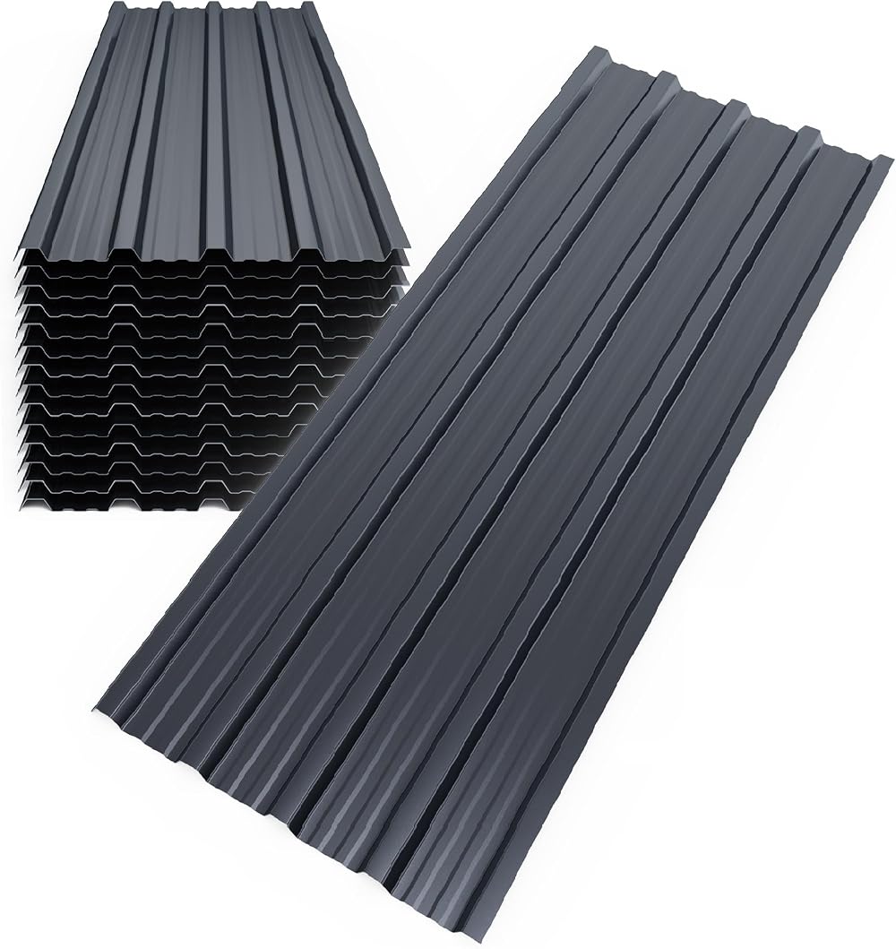 Mondeer 14Pcs Roofing Sheets 7m² 110x46cm Galvanised Steel Trapezoidal