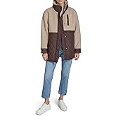 Andrew Marc womens Mixed Media Tunic Length Faux Sherpa Jacket