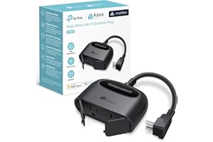 KASA SMART Kasa Matter Smart Outdoor Plug, Dual Outlet, IP64 Weather Resistance, Works with Apple HomeKit, Amazon Alexa, Google Home, SmartThings, 15A/1800W Max, ETL Certified, 2.4G Wi-Fi Only, EP40M