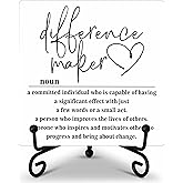 Wooden Table Sign Gift Difference Maker Definition Desk Decor Wood Plaque With Stand Unique Gift Ideas for Boss Women Best Mom Coworker Teacher Office(White)-A12