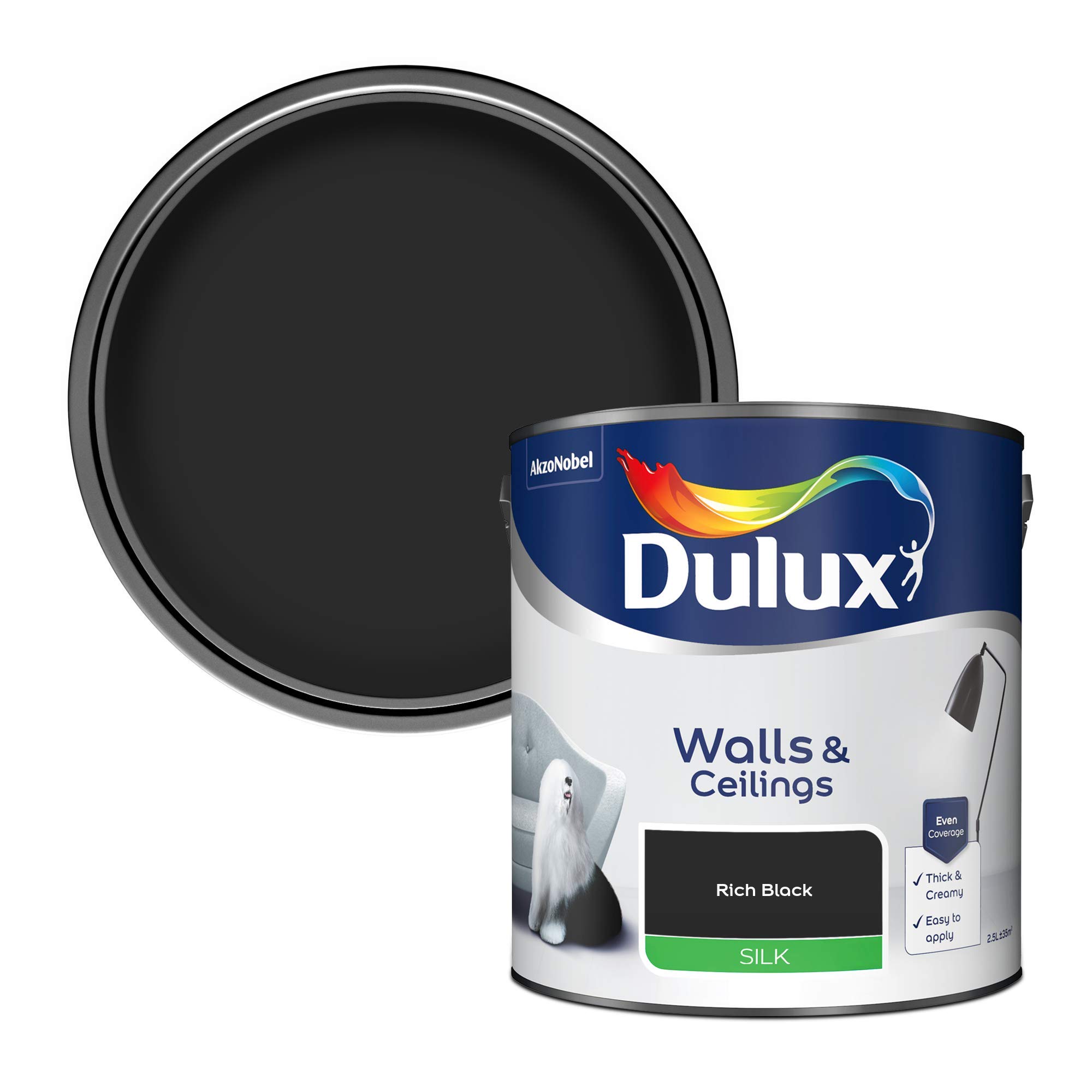 Dulux Silk Rich Black, 2.5, (Pack of 1) — image 1