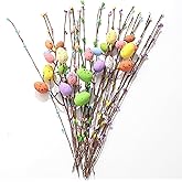 DAHI 26PCS Artificial Easter Spray Vine with Pastel Eggs and Berries Decorative Spring Floral Stems - Easter Egg Twig Branches for Floral Arrangement Home Decoration(26PCS)