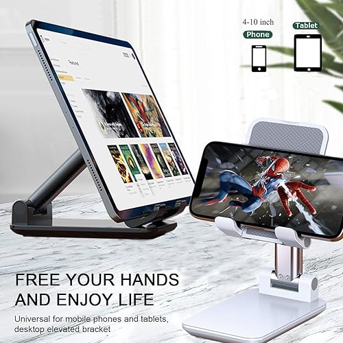Pcs Cell Phone Stand, Adjustable Angle Height Phone Stand for Desk, Fully  Foldable/Portable Phone Holder, Co