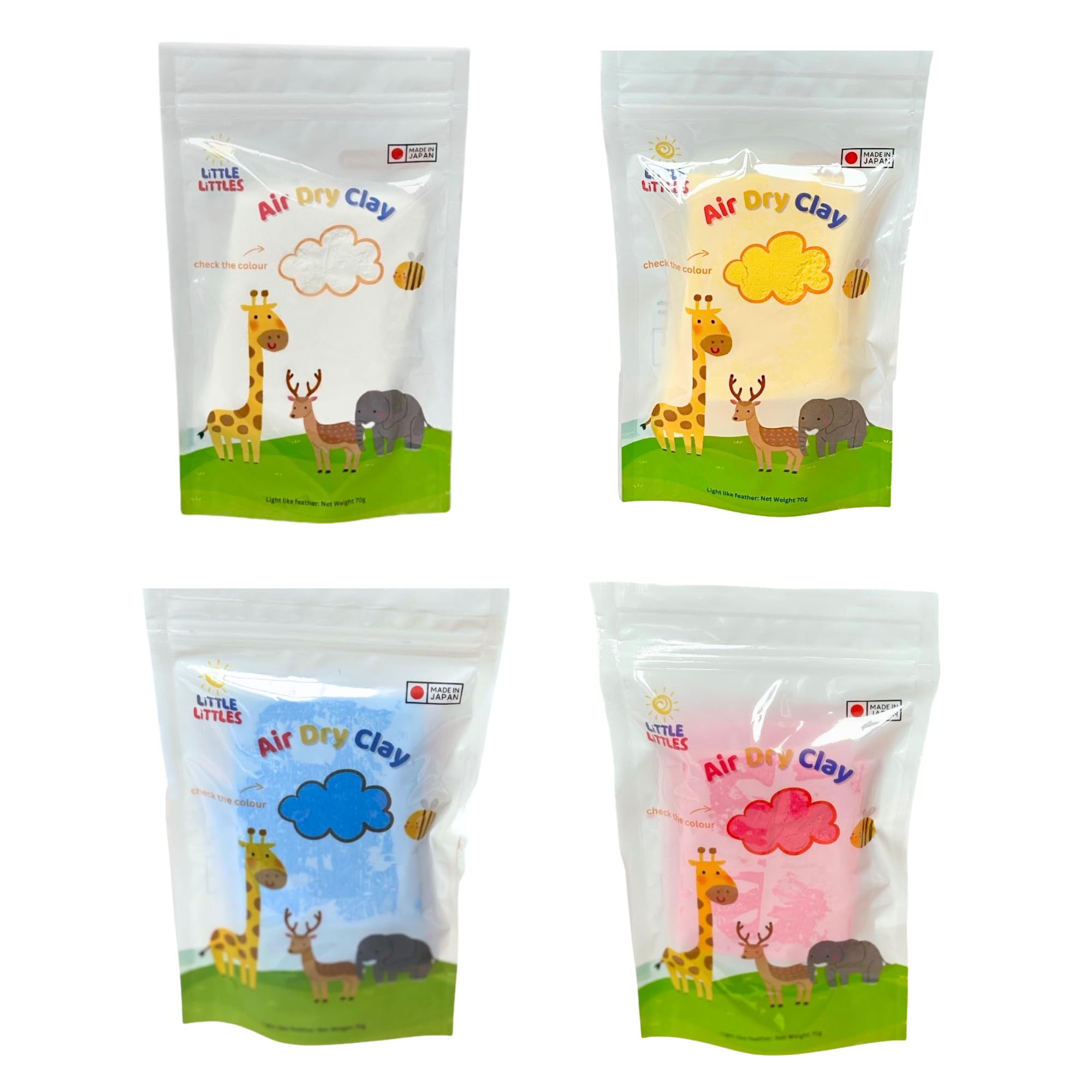 Little Littles Air Dry Clay for Kids, Ultra Light & Soft, 4 Colours, Safe & Non-Toxic, 200g, Perfect for Playing, Crafting & Sculpting