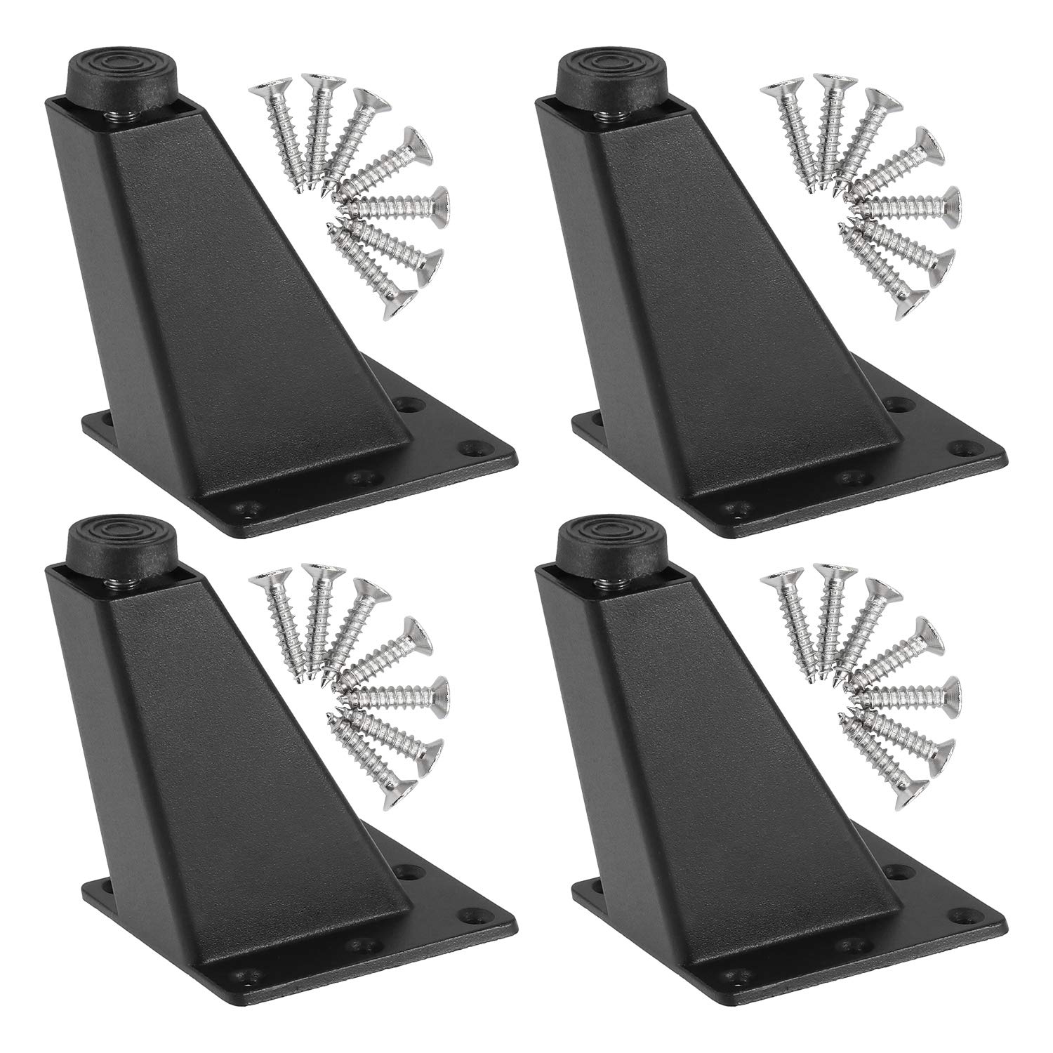4 Pieces Black Adjustable Furniture Feet, Metal Triangle Table Legs Aluminium Profile Metal Table Legs for Kitchen Table Sofa