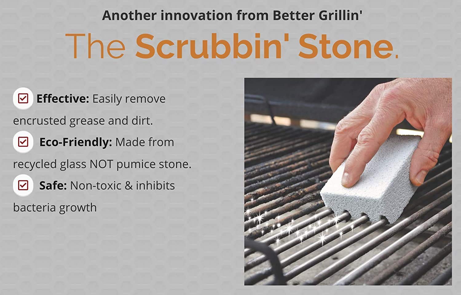 BETTER GRILLIN Scrubbin Stone Grill Cleaning Brick Block Griddle Stone Grill Stone Cleaning