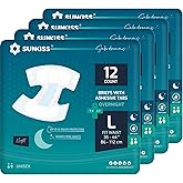 SUNKISS TrustPlus Overnight Adult Diapers with Tabs, Unisex Disposable Incontinence Briefs for Men and Women, Odor Control, Large, 48 Count (4 Packs of 12)