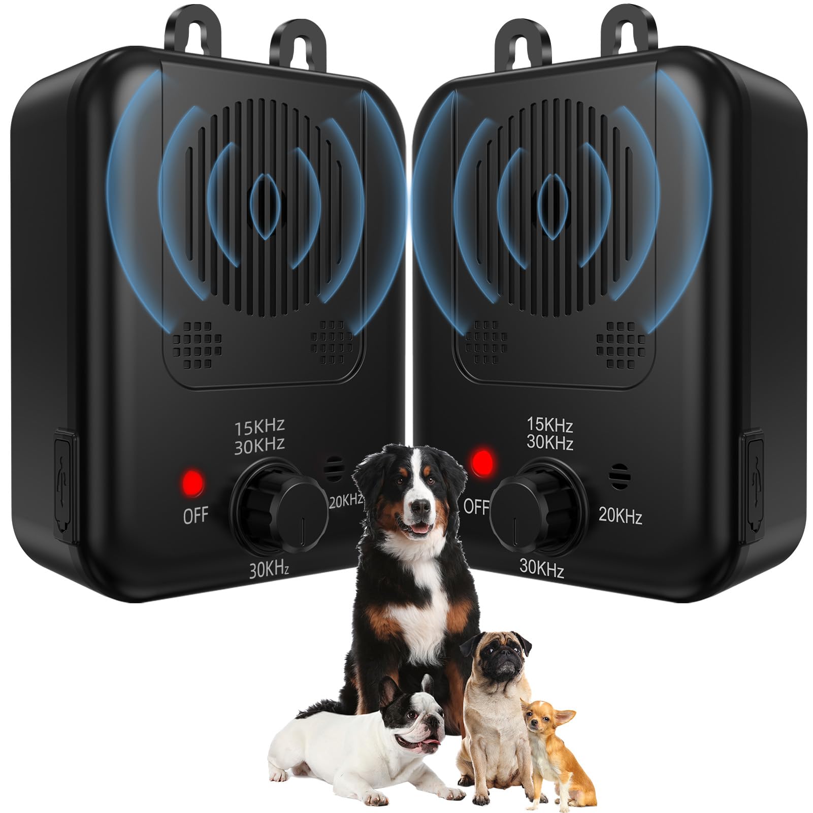Photo 1 of 2 Pack Anti Barking Devices, Auto Barking Control Devices with 3 Modes, Rechargeable Ultrasonic Dog Bark Box Barking Deterrent Devices, Effective Stop Barking Dog Devices for Indoor & Outdoor Use