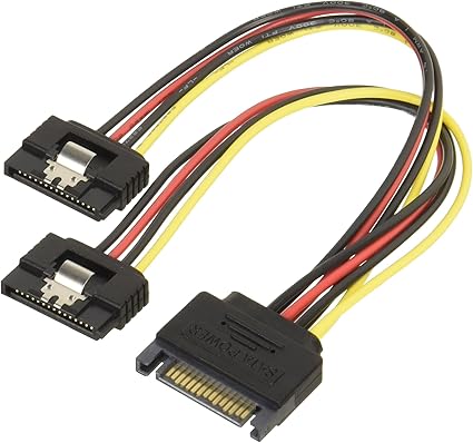 Amazon Co Jp 変換名人 Sata電源 15ピン 2分岐ケーブル ロック付 Spr 2 パソコン 周辺機器