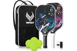 VUFOXT Pickleball Paddles Set of 2/4, USAPA Approved Carbon Fiber Surface Pickle Ball Set - 14mm PP Honeycomb Core of Lightweight Pickleball Rackets -Suitable for Beginners' Training and Game（Blue）