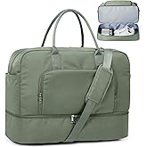 Weekender Bags for Women, Travel Duffel Overnight Carry On Weekend Bag with Shoes Compartment,Olive Green