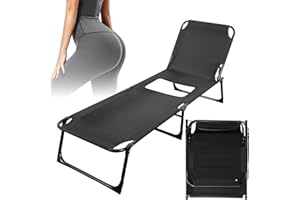 HANTHES Foldable BBL Chair with Hole for Butt 5 Position Adjustable Lounge Chair Multifunctional BBL Bed for Post Surgery Rest Comfortable BBL Chaise Lounge After Surgery for Home Garden Outdoor Poolside