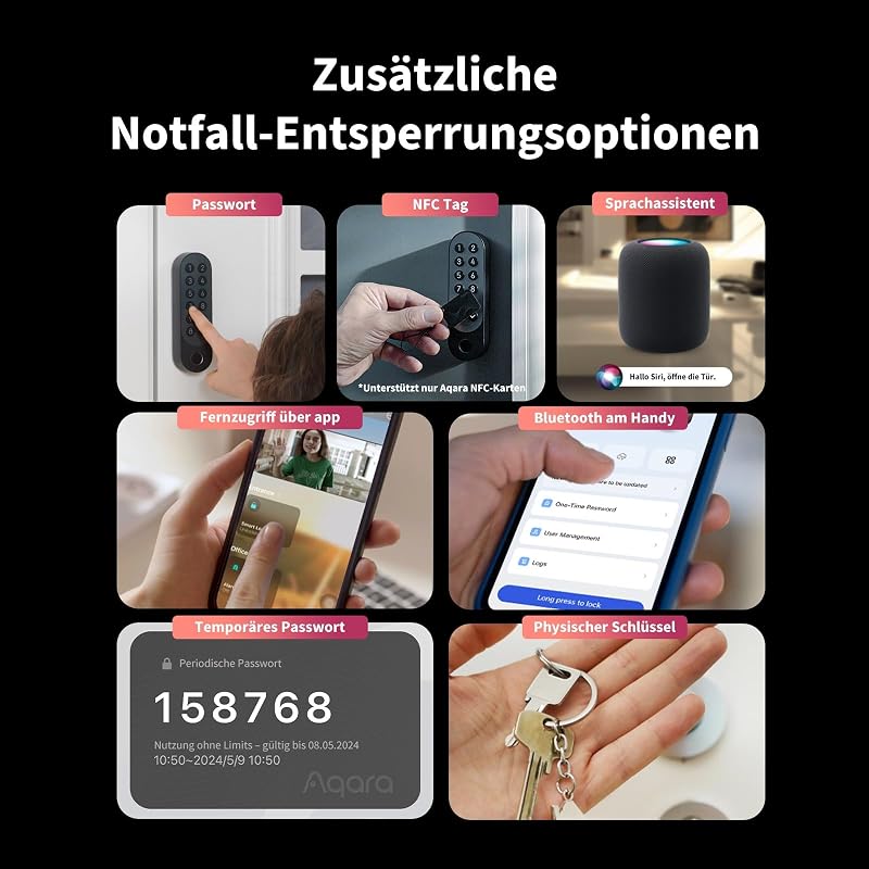 Smart Lock U200 mit Apple Home Key, Matter Over Thread, Schwarz