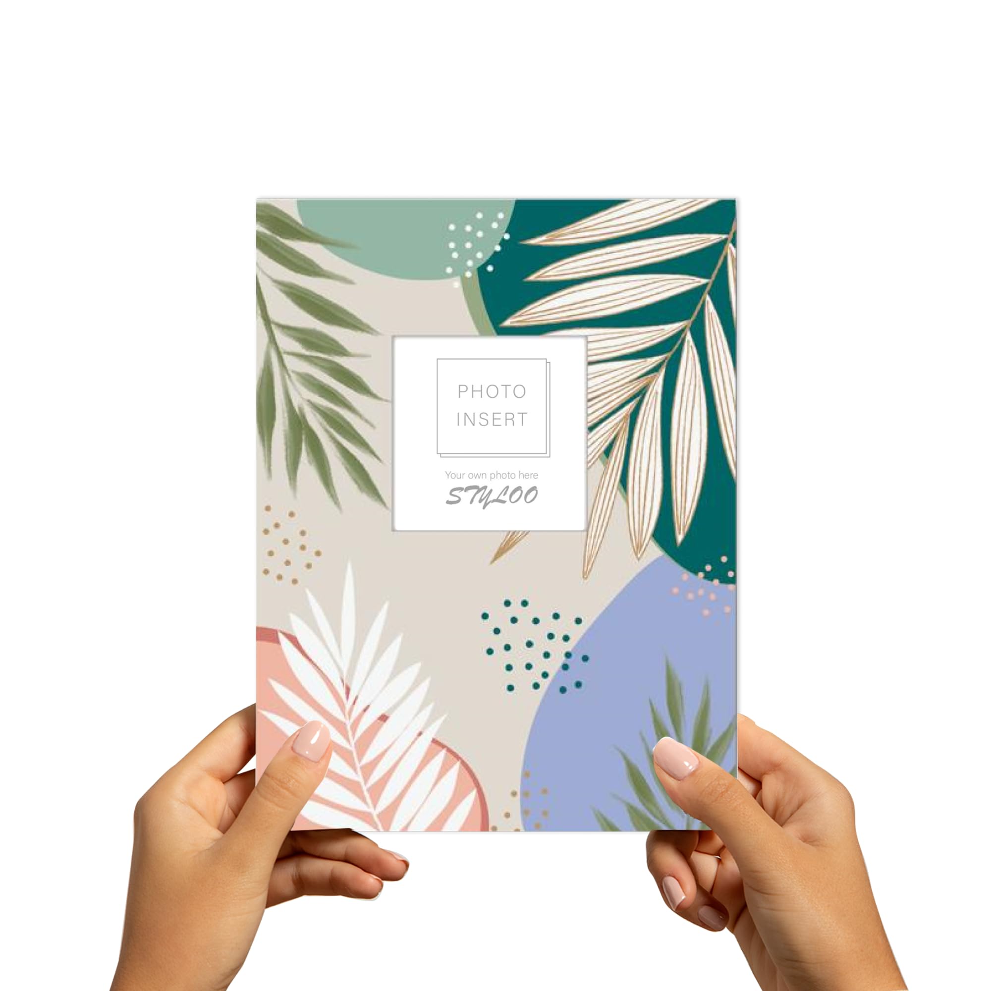 Styloo Small Photo Album for 100 Photos of 6x4 Inch, Mini Album with Window on Front Cover - Moisture-Resistant Slip-In Pockets, Hard Glossy Cover (Green)