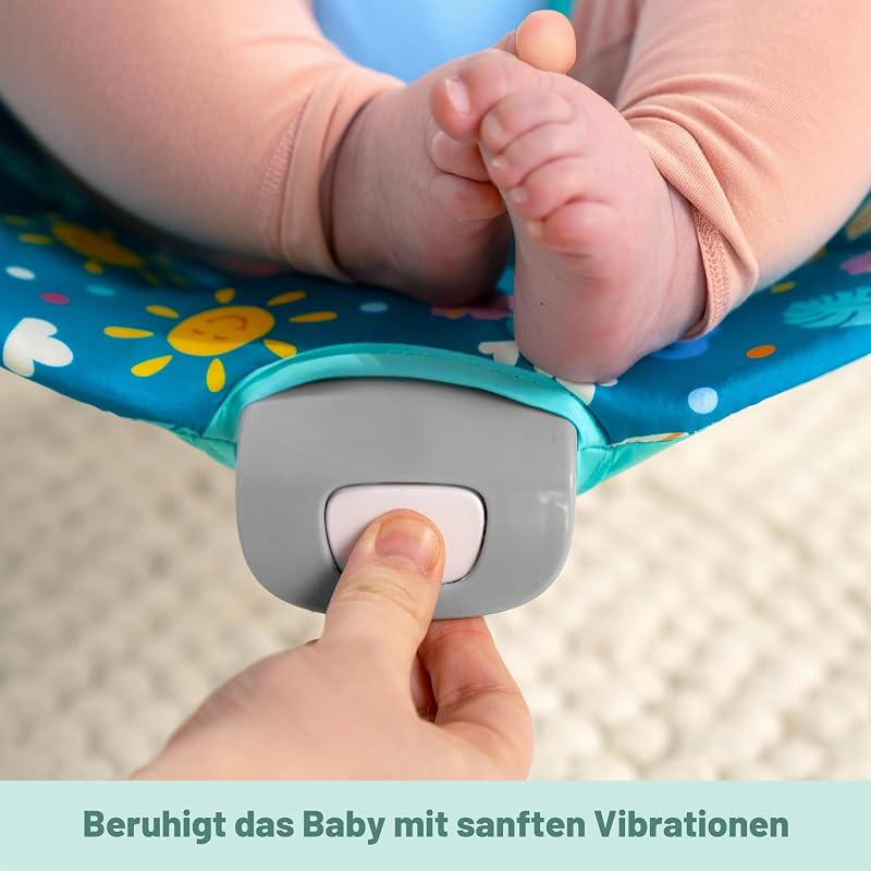 Disney Stitch Ohana Paradise Vibrierende Baby-Wippe, Abnehmbarer Spielbogen, 2 Spielzeuge enthalten, für 0-6 Monate