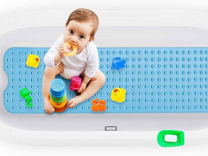 Magicfun Alfombrilla de Baño, Extralargo Alfombra para Bañera Antideslizante con 200 Potentes Ventosas, Antibacterial,Resistente al Moho, Lavable a Máquina, para Niños Ancianos 100 * 40cm