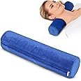 AllSett Health Cervical Neck Roll Memory Foam Pillow, Bolster Pillow, Round Neck Pillows Support for Sleeping | Bolster Pillow for Bed, Legs, Back and Yoga, Blue Washabe Cover