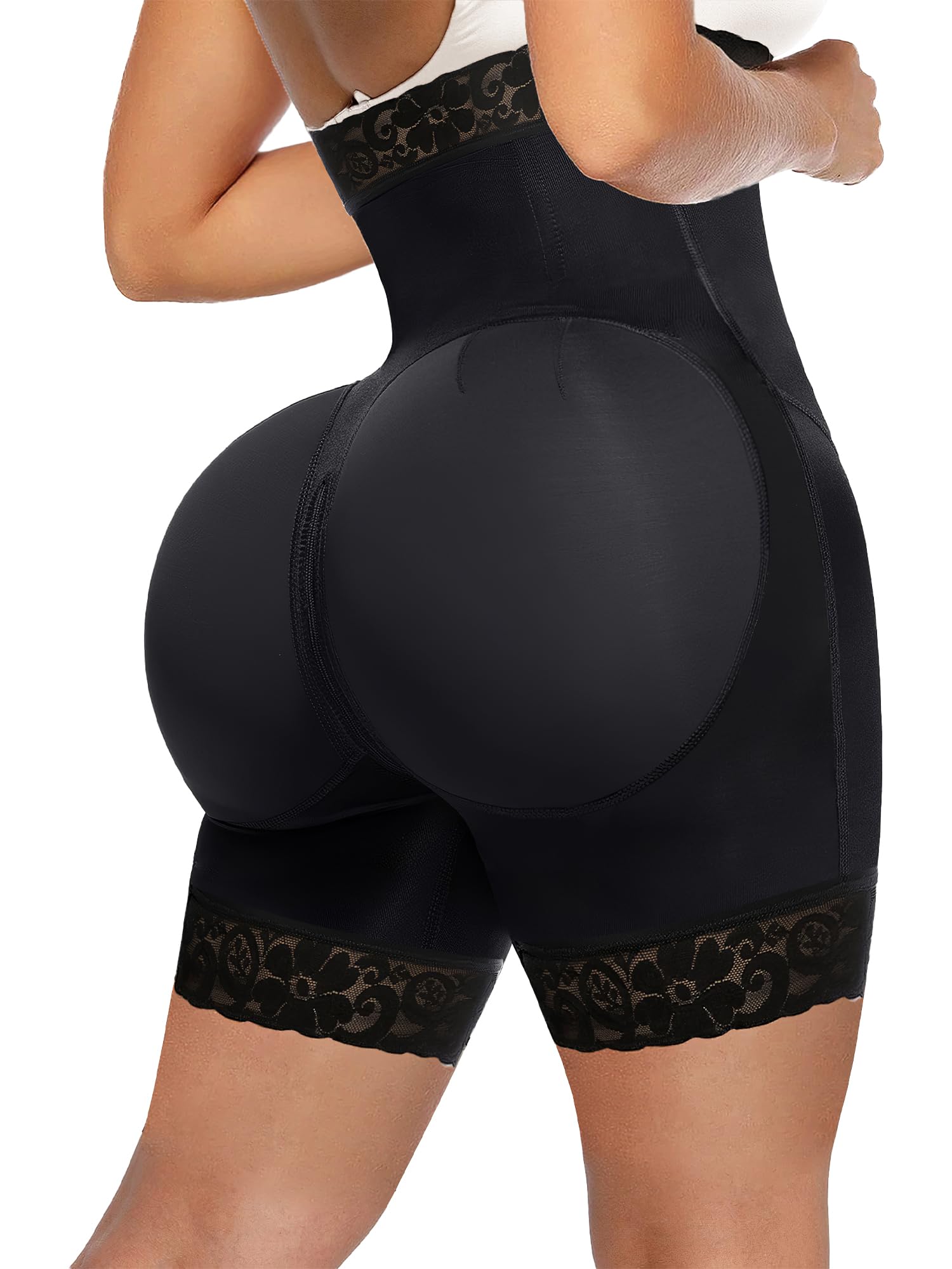 YIANNA Tummy Control Shapewear for Women Strapless Fajas Colombianas Body Shaper Shorts Butt Lifter with Zipper Crotch