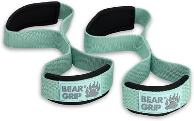 Bear Grip Premium Figure 8 Lifting Straps Pair Aqua Strap Heavy Duty
