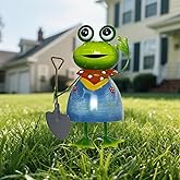 ELTONGUU Metal Yard Art Garden Decor Statue Outdoor & Indoor Blue Frog Sculpture for Patio, Lawn, Yard, Porch, Potted Plant, Home Decor, Rustproof Vibrant & Lifelike Design