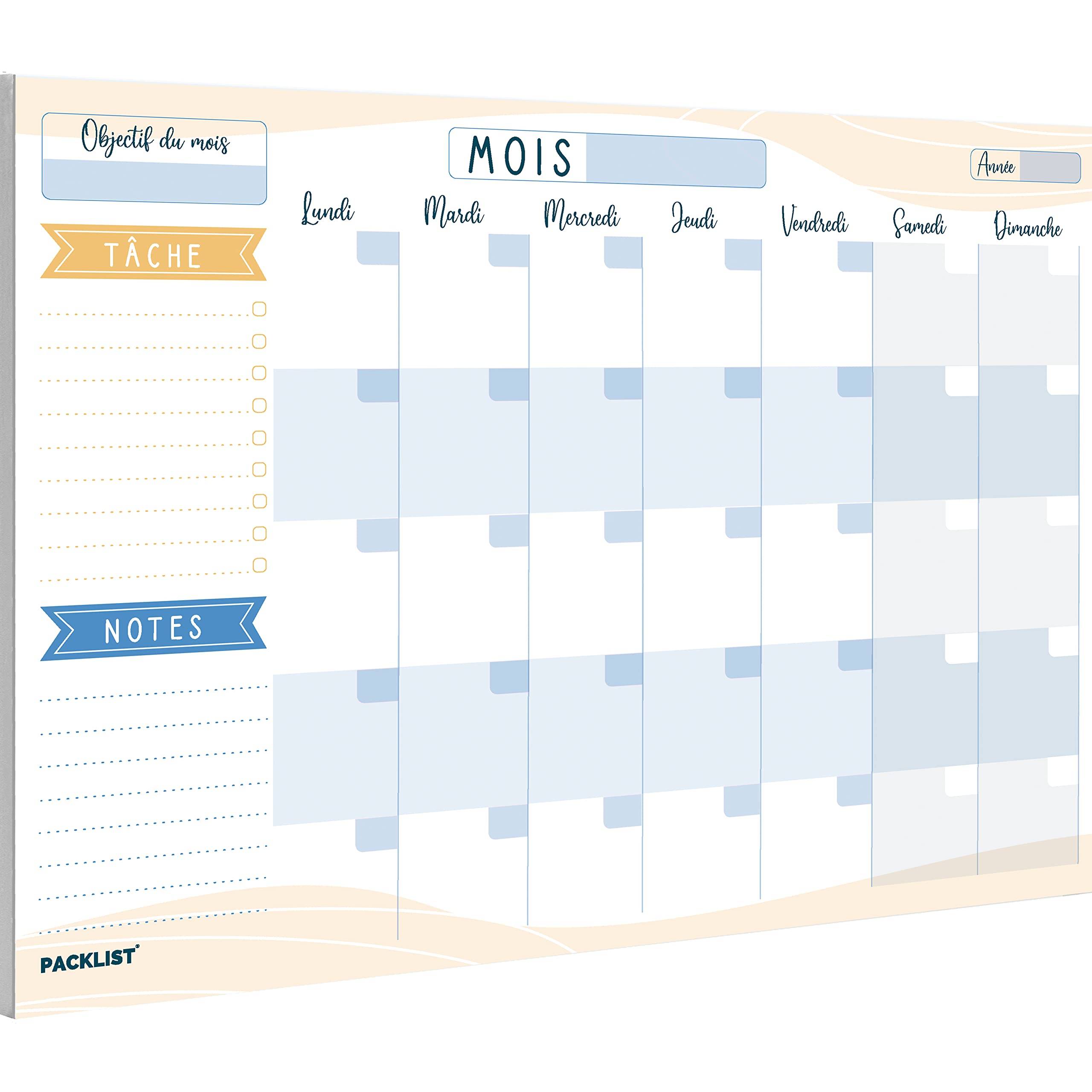 PACKLIST Planning Mensuel - Planificateur Hebdomadaire A4, Agenda Planner Mensuel - Monthly Planner, Agenda To Do List Bloc Note - Agenda Mensuel Francais - Planning Hebdomadaire Au Design Exclusif โ image 1