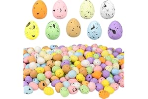 Jangostor 400 PCS Easter Mini Eggs Colorful Foam Mini Eggs Artificial Bird Eggs Fake Easter Foam Eggs Decoration for Craft DIY Easter Spring Party Basket Stuffers Home Table Decor, 0.6 x 0.7 Inch