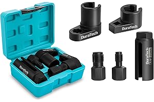 DURATECH 5PCS O2 Oxygen Sensor Socket Thread Chaser Set, 3/8" 1/2" Drive x 7/8" 22mm Oxygen Sensor Remover O2 Sensor Removal 