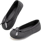 ANLUKE Women's Ballerina Slippers Fuzzy House Shoes Memory Foam with Non-Slip Sole