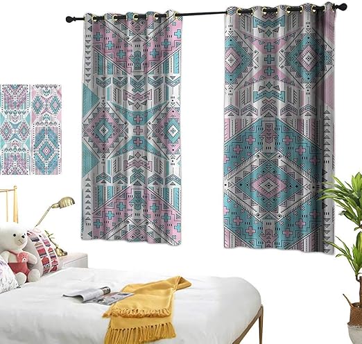 Amazon Com Lightly Eclipse Curtains Tribal Pink Teal Aztec 72 X84