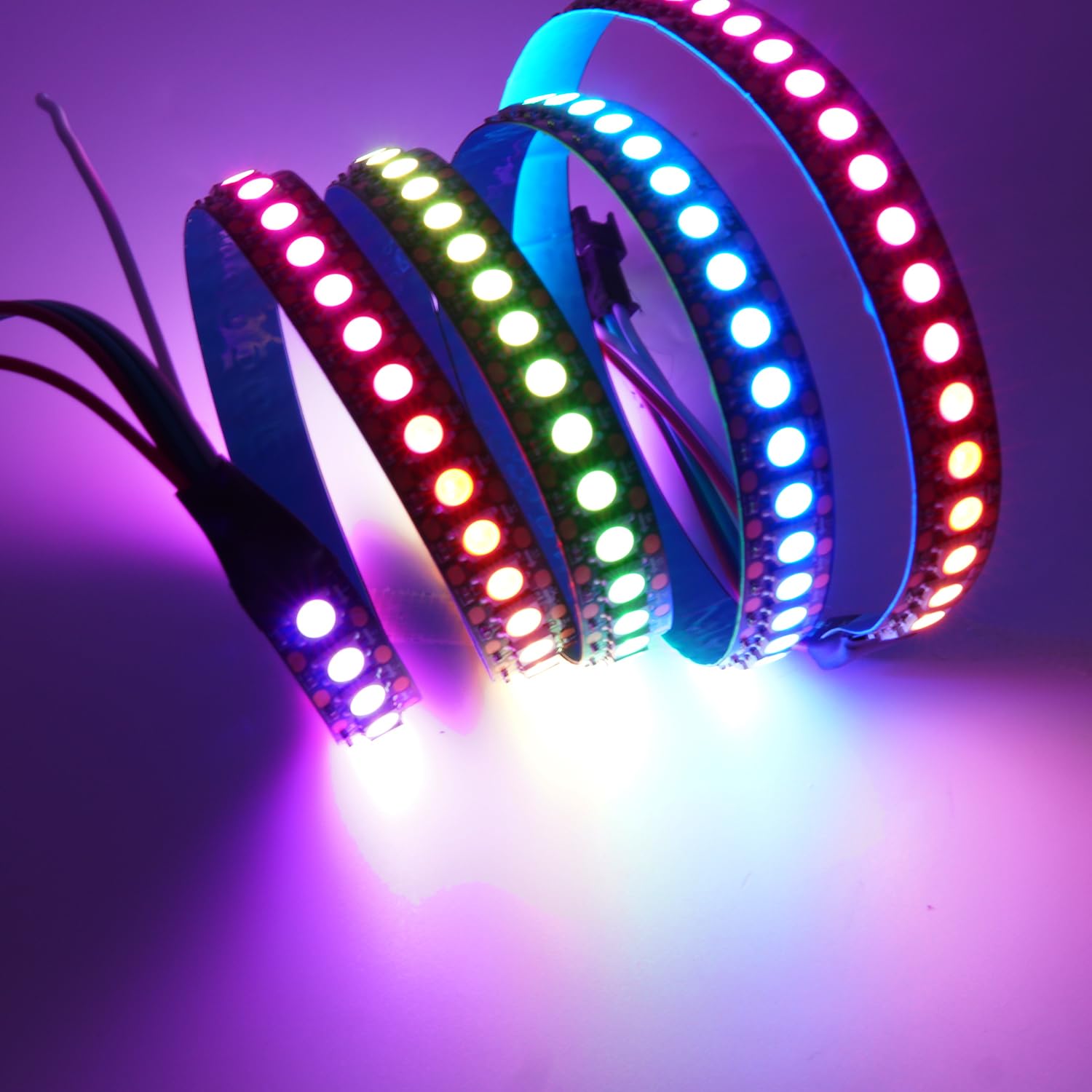 Boarda WS2812B Individually addressable Flexible 1M 144 LEDs Black PCB Dream Color LED Strip IP30 DIY Project for PC TV, Party,