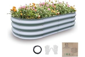 GENERIC Gardmax Galvanized Raised Garden Bed, Lightweight Planter Boxes Outdoor with Easy Assembly, Large Garden Bed for Vegetables, Fruits, Flower Silver