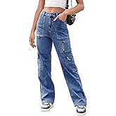 IVIR Cargo Pants Women High Waist Wide Leg Casual Pants with 7 Pockets Stretchy Drawstring Baggy Y2K Trousers