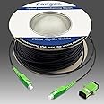 50 Meters Outdoor Armored SC/APC to SC/APC Fiber Optic Internet Cable, Low Friction Single Mode Patch Cable, Fiber Optic Jumper Optical Patch Cord, SIMPLEX, 9/125um, OS1/OS2 Compatible, LSZH Black