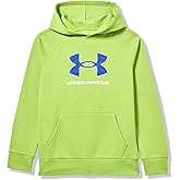 Under Armour Boys' Rival Fleece Big Logo Print Fill Hoodie, (326) Green Vibe / / White, Large